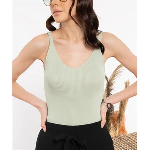 AQE FASHION Kadın Yeşil Ip Askılı Triko Bluz