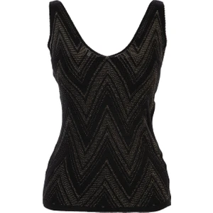 AQE FASHION Kadın Kolsuz V Yaka Siyah Triko Bluz