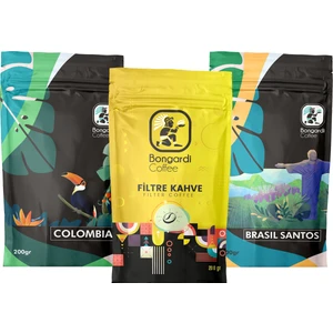 Bongardi Coffee  Yöresel Filtre Kahve Seti 3'lü Brezilyan Santos Kolombiya Klasik Filtre