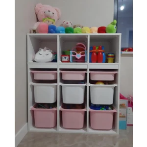 Oyuncak Dolabım Kitaplıklı Oyuncak Dolabı Yağmur Mdf