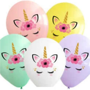 Parti Sürprizi Unicorn Gold Baskılı Latex Balon 10 Adet