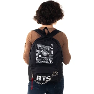 Bts Piercingli Zincirli Siyah Sırt Çantası