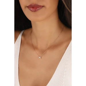 Lia Berto 3 Boyutlu K Harfi 925 Ayar Gümüş Kolye