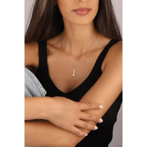 Lia Berto Rose Kaplama Zirkon Taşlı Pırlanta Montür 925 Ayar Gümüş Kolye