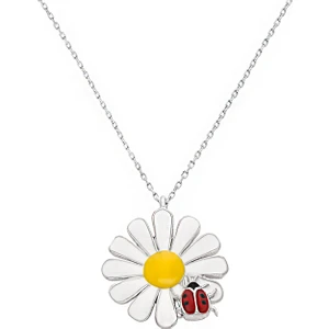 Lia Berto Uğur Böcekli Papatya 925 Ayar Gümüş Kolye