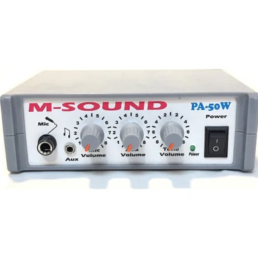 M-Sound PA-50W 12 Volt 50 Watt Mikrofon-Aux Girişi Pazarcı