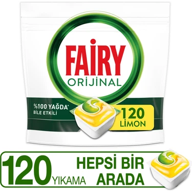 Fairy Hepsi Bir Arada Bulaşık Makinesi Deterjanı Tableti / Kapsülü Limon Kokulu 120