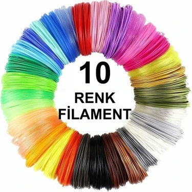 Microzey 3D Kalem Yazıcı Için 10 Renk 40 Metre (10 x 4 Metre) Pla