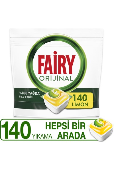 Fairy Hepsi Bir Arada Bulaşık Makinesi Deterjanı Tableti / Kapsülü Limon Kokulu 140 Yıkama