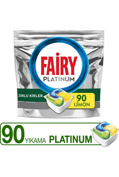 Fairy Platinum Bulaşık Makinesi Deterjanı Tableti / Kapsülü Limon Kokulu 90 Yıkama