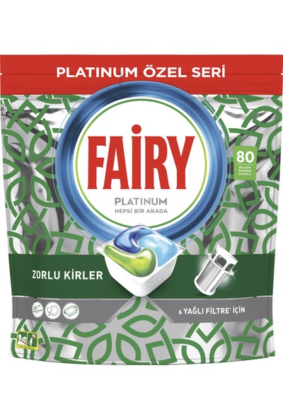 Fairy Platinum Green Bulaşık Makinesi Deterjanı Tableti / Kapsülü Özel Seri Limon Kokulu 80 Yıkama