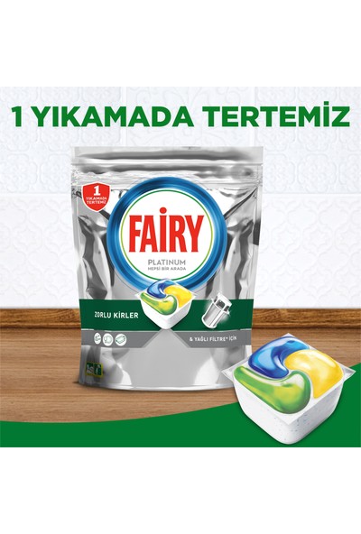 Fairy Platinum Bulaşık Makinesi Deterjanı Tableti / Kapsülü Limon Kokulu 72 Yıkama