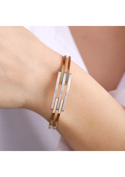 Kaburga Altın Kelepçe Bilezik Üç Sıra