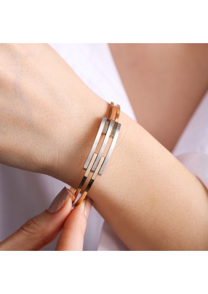 Kaburga Altın Kelepçe Bilezik Üç Sıra modelleri