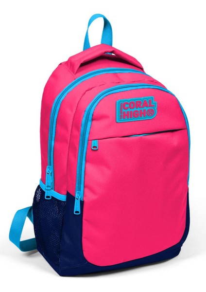 Kids Neon Mercan-Lacivert Üç Bölmeli Sırt Çantası 14392