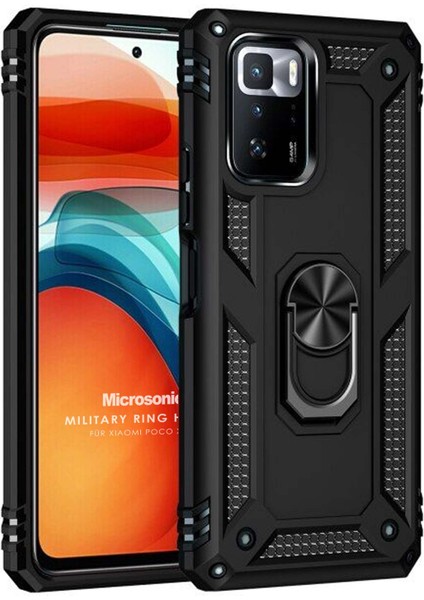 Xiaomi Poco X3 Gt Kılıf Military Ring Holder Siyah