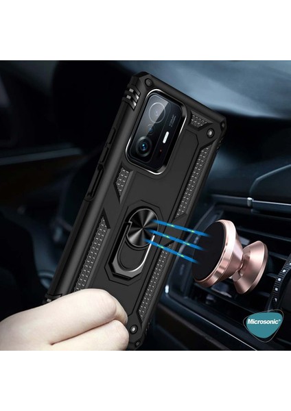 Xiaomi Mi 11T Pro Kılıf Military Ring Holder Rose Gold modelleri