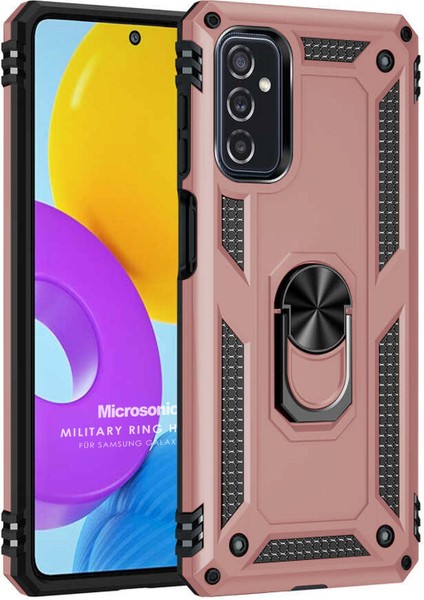 Samsung Galaxy M52 Kılıf Military Ring Holder Rose Gold