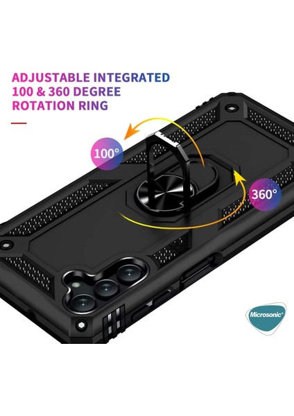 Samsung Galaxy A13 Kılıf Military Ring Holder Siyah