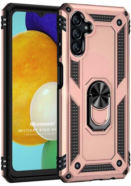 Samsung Galaxy A13 Kılıf Military Ring Holder Rose Gold