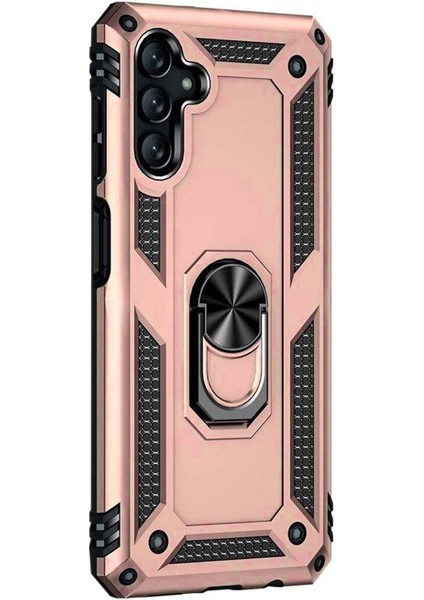 Samsung Galaxy A13 Kılıf Military Ring Holder Rose Gold