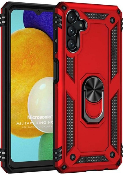 Samsung Galaxy A13 Kılıf Military Ring Holder Kırmızı