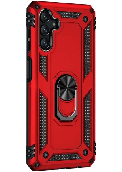 Samsung Galaxy A13 Kılıf Military Ring Holder Kırmızı
