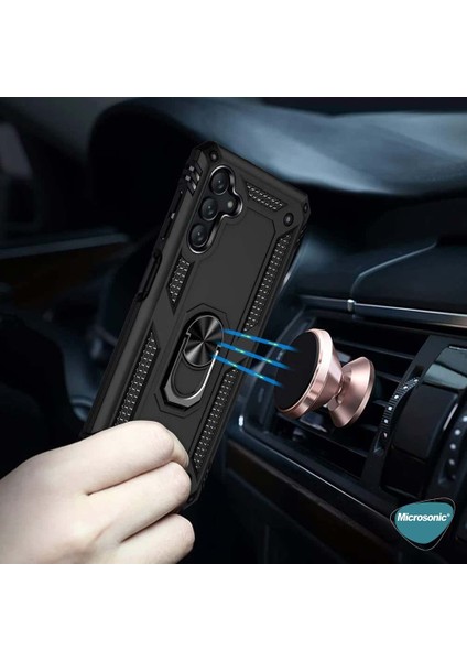 Samsung Galaxy A13 Kılıf Military Ring Holder Kırmızı
