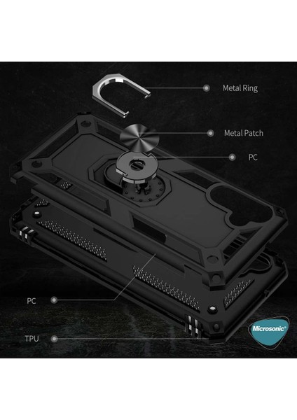 Samsung Galaxy A13 Kılıf Military Ring Holder Gümüş