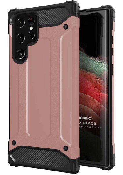 Samsung Galaxy S22 Ultra Kılıf Rugged Armor Rose Gold