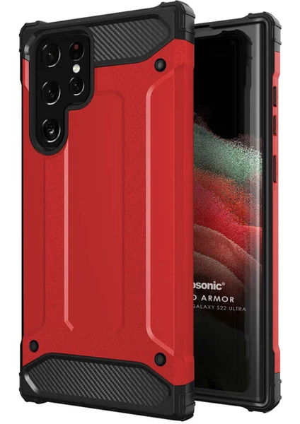 Samsung Galaxy S22 Ultra Kılıf Rugged Armor Kırmızı