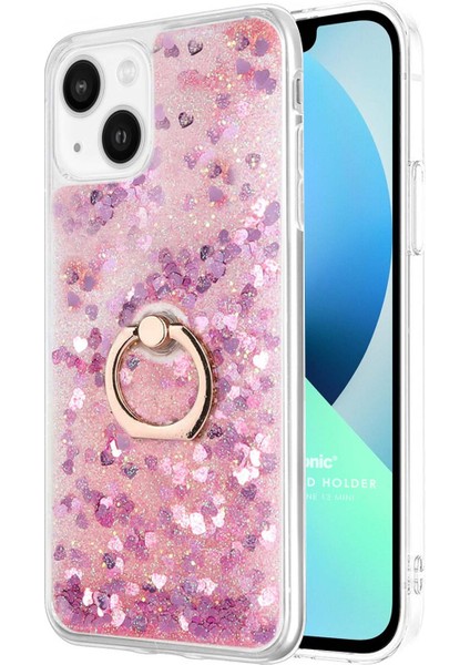 Apple iPhone 13 Mini Kılıf Glitter Liquid Holder Pembe