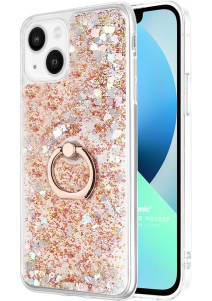Apple iPhone 13 Mini Kılıf Glitter Liquid Holder Gold