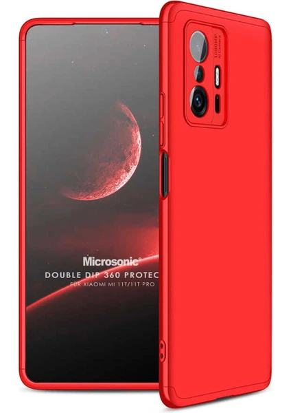 Xiaomi Mi 11T Pro Kılıf Double Dip 360 Protective Kırmızı