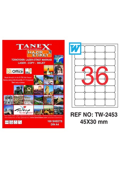 Laser Etiket 45X30 TW-2453/2036
