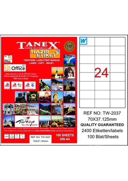 Laser Etiket 70X37.125 TW-2037