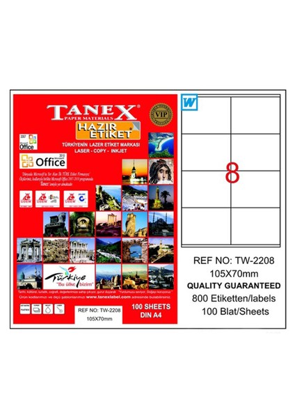 Laser Etiket 105X70 TW-2208