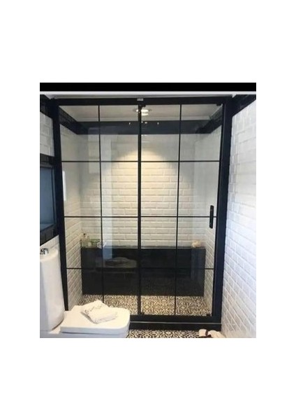 Özelduş 110*140 cm Arası H 180 cm Siyah Profil 5 mm Siyah Şerit Baskı Desen...