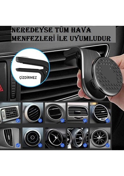 T1002 360 Derece Dönebilen Mıknatıslı Havalandırma Magnetic Mıknatıslı Air Vent Telefon Tutucu