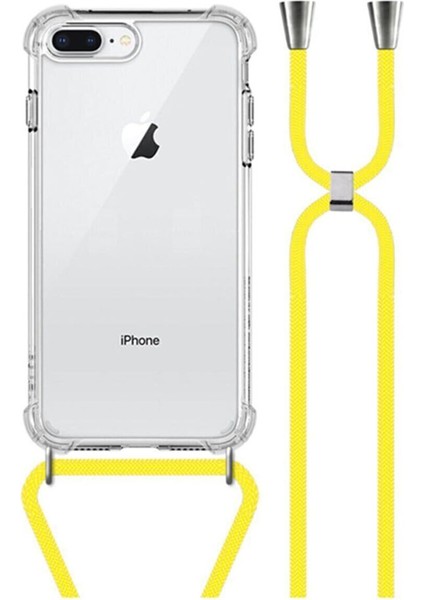 Iphone 7 Plus 8 Plus Boyundan Askılı Şeffaf Darbe Emici Silikon Telefon Kılıfı Ipli