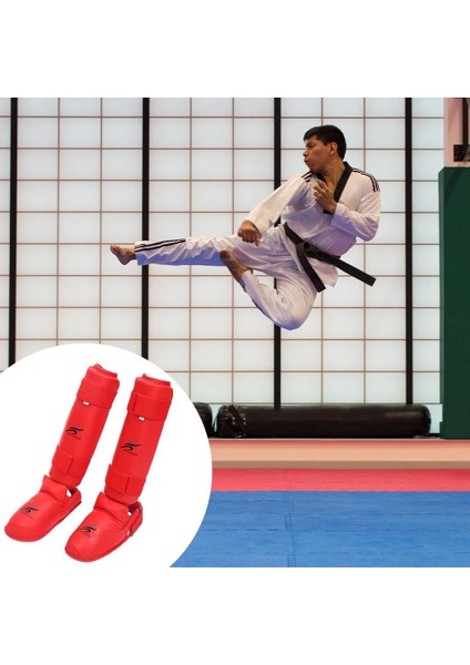 Mma Shin Muhafızları Dişli Bacak Instep Koruma Karate Taekwondo Pedleri Yetişkinler Için Link Kırmızı S (Yurt Dışından)