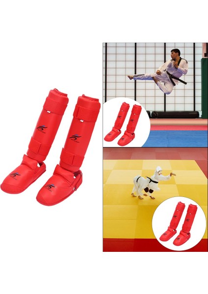 Mma Shin Muhafızları Dişli Bacak Instep Koruma Karate Taekwondo Pedleri Yetişkinler Için Link Kırmızı S (Yurt Dışından)