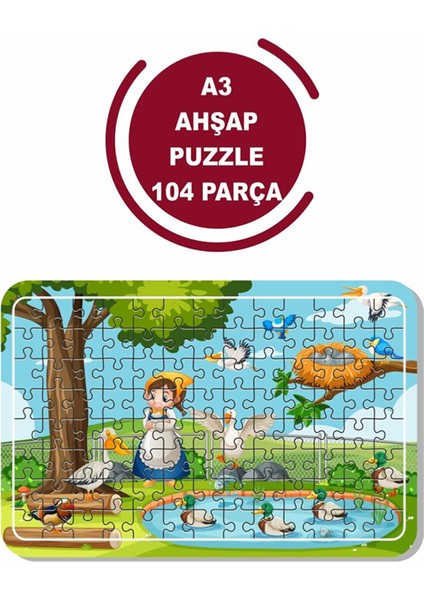 Sevimli Kuşlar A3 104 Parça Puzzle, Oyuncak, Yapboz