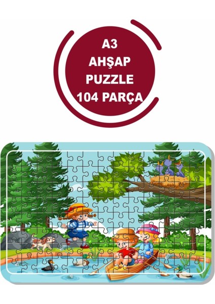 Sevimli Hayvanlar ve Biz A3 104 Parça Puzzle, Oyuncak, Yapboz