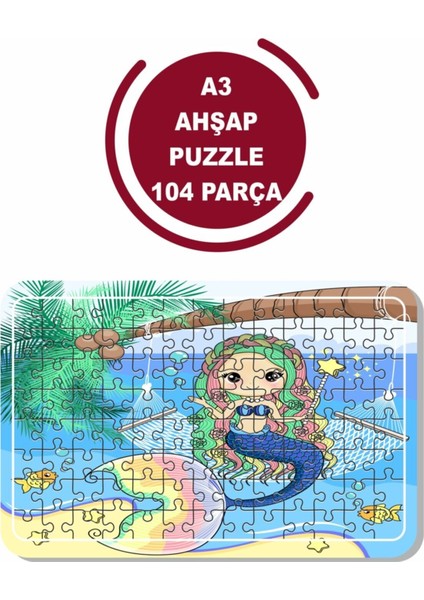 Deniz Kızı Tatilde A3 104 Parça Puzzle, Oyuncak, Yapboz