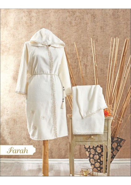 Bambu Havlu Fransız Dantelli Lüks Bayan Kadın Bornoz Takımı Seti