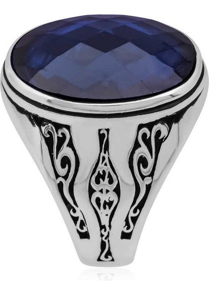 Gümüş Mavi Zirkon Taşlı Erkek Yüzük fiyatları