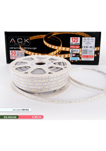 120 LED li Şerit LED 6500K Beyaz Işık 220V 6W fiyatları