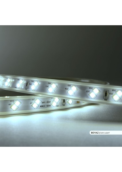 120 LED li Şerit LED 6500K Beyaz Işık 220V 6W