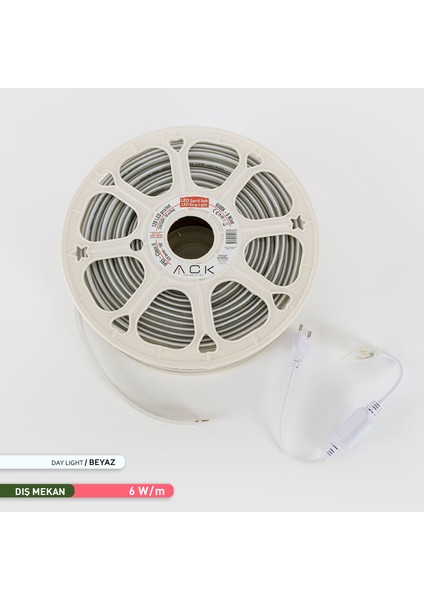 120 LED li Şerit LED 6500K Beyaz Işık 220V 6W fırsatları